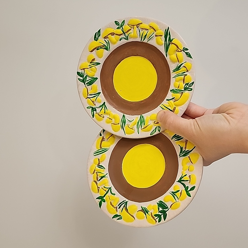 Pair of vintage mushroom plates